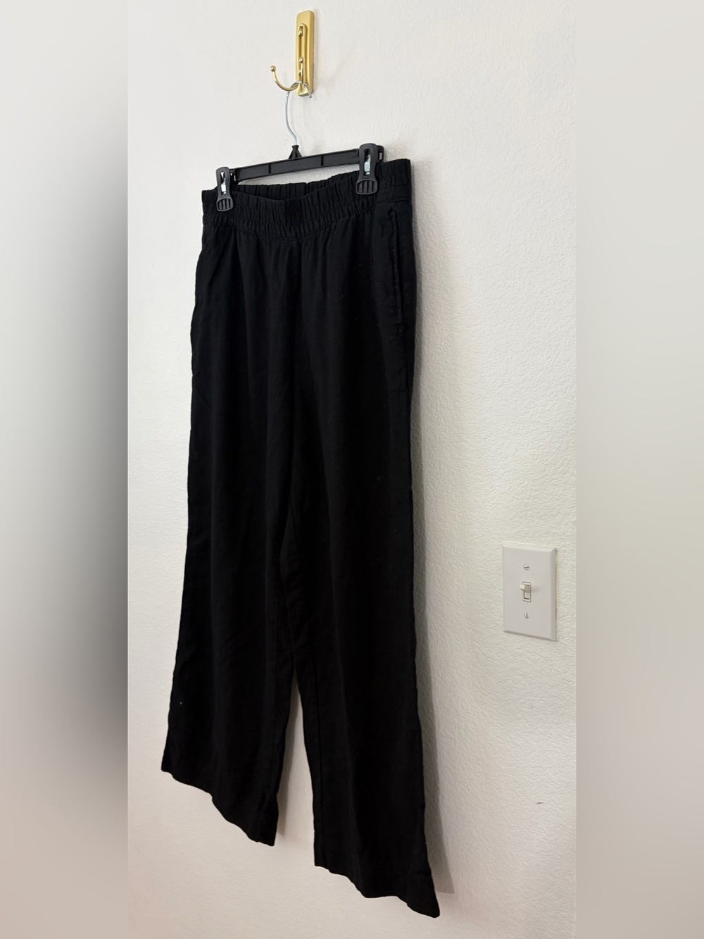 Old Navy SZ M Black Wide-Leg Pull-On Linen Pants